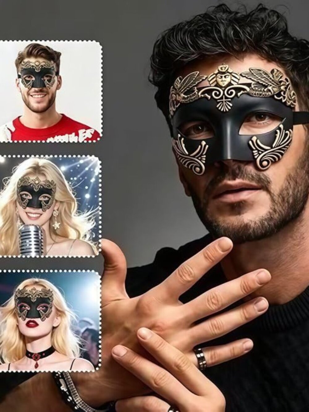 Masquerade Gold Mask - Picture 6 of 6